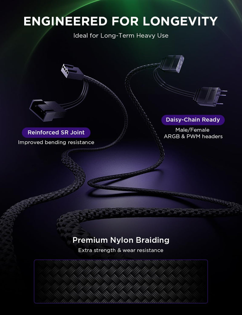 AsiaHorse Nyota Pro 120mm PC Fans ARGB PWM, Modular Daisy-Chain Design, Dual-Zone Asynchronous Lighting, 18 Addressable LEDs, 2000RPM High Airflow 61.5CFM, Low Noise 29dB, for PC Case & Liquid Cooler Reverse -3 Pack-120mm Black