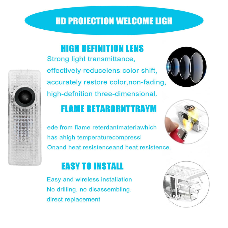 Never Fade LED Car Door Light Door Light Logo Welcome Logo Lights Accessories Compatible with 1/3/4/5/6/7/x1/x2/x3/x4/x5/x6/x7/M/328i/28i/530i/528i/e92(4PCS) 4PCS