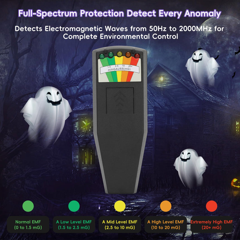 8 Pcs Ghost Hunting Kit with 1 EMF Meter,1 EVP Recorder,1 Spirit Box,1 UV Light,3 LED Light up Cat Balls & 1 Carrying Case UV Light Pro Kit