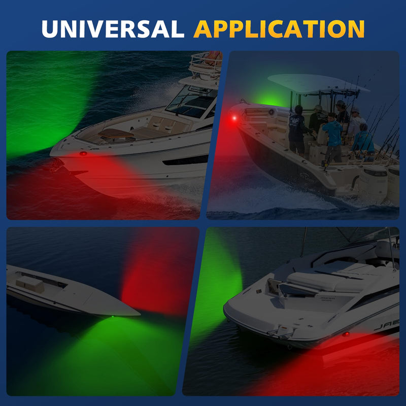 Boat Navigation Lights Side Mount, Red and Green Bow Lights for Boats LED Waterproof IP67, Marine Navigation Boat Light for Pontoon, Fishing, Bass & Jon Boats Black