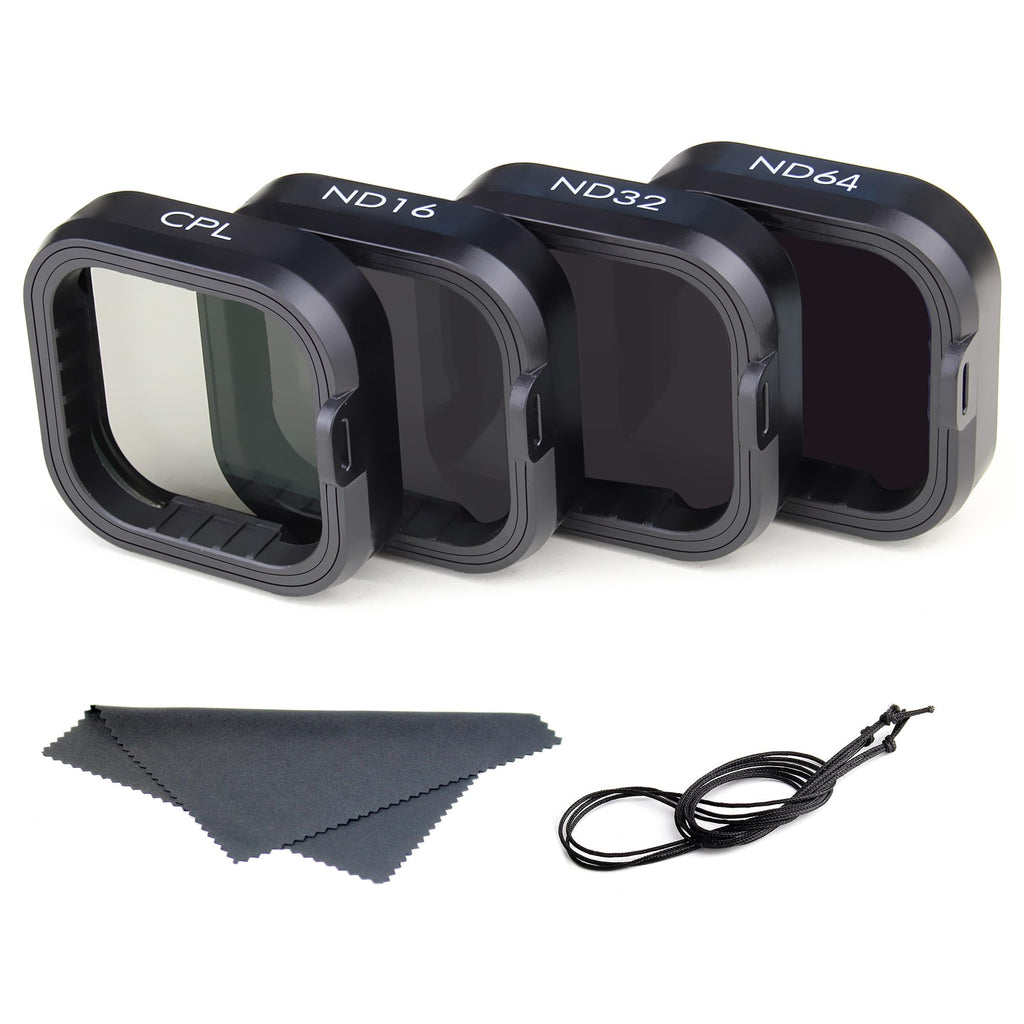 Neutral Density/Circular Polarizing lens filter kit - lens cover for GoPro Hero 9 10 11 12 Black action cameras - CPL for glare reduction. ND16/ND32/ND64 for exposure control