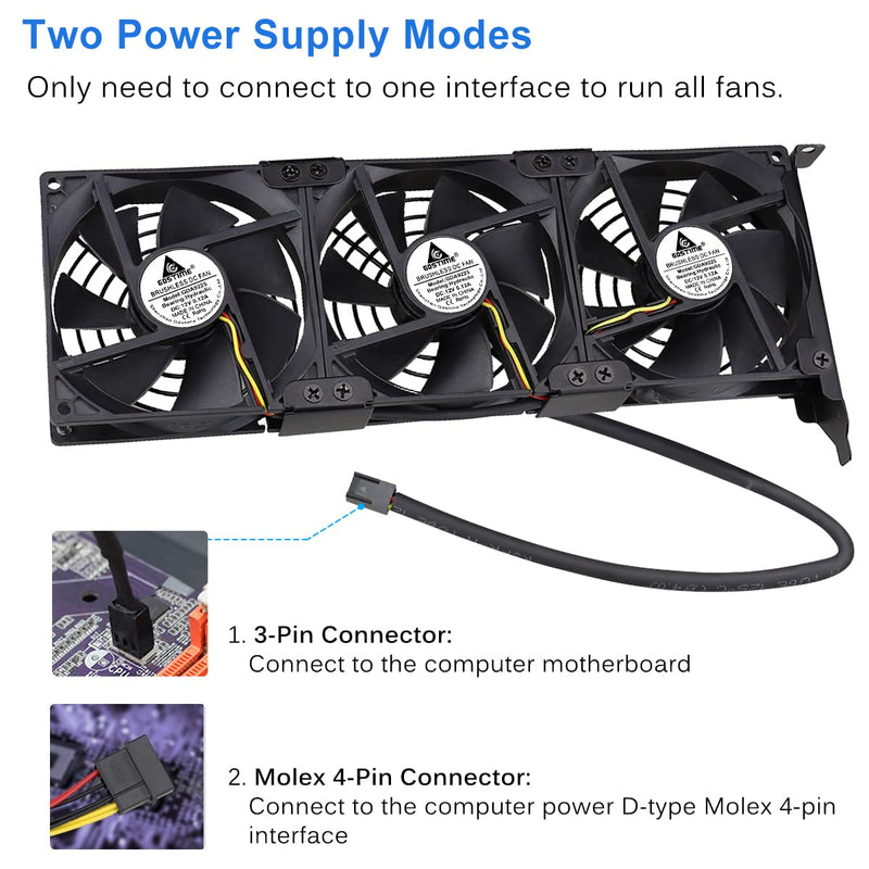 GDSTIME Graphic Card Fans, PCI Slot 3X 90mm 92mm Fans, Graphics Card Cooler | Video Card Cooler, VGA Cooler, GPU Fan Cooler 3* 92x92x25mm fan