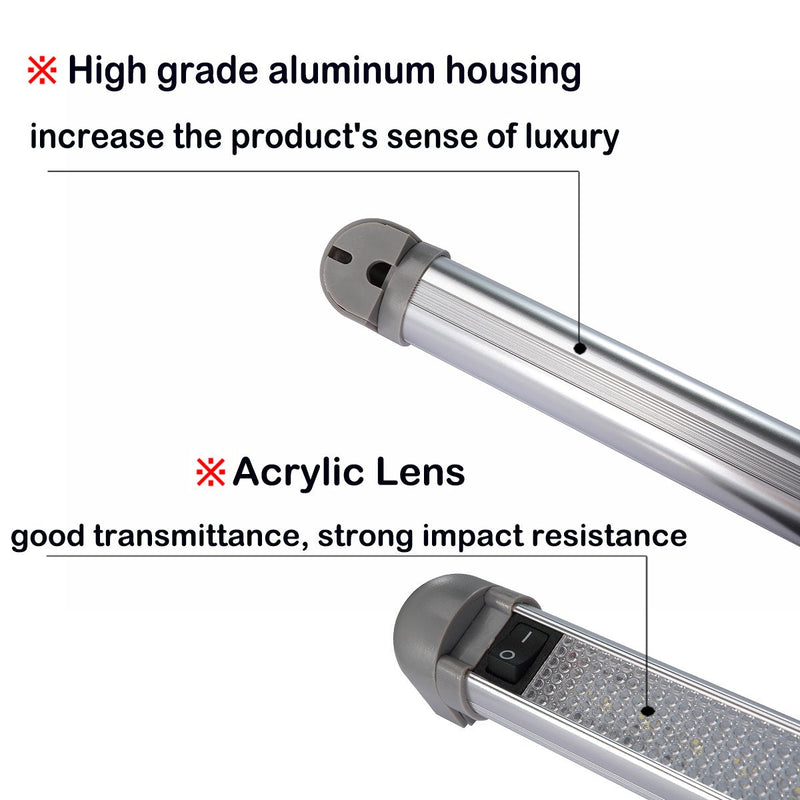 Lightronic LED Light Fixture 9" Compact Size, 6000K Cool-White Even Diffused Beam, 12V/24V DC, Built-in On/Off Rocker Switch, 180° Pivoting Mounts Aluninum Housing for RV & Enclosed Trailer, 1-Pack 9 inch 1-Pack