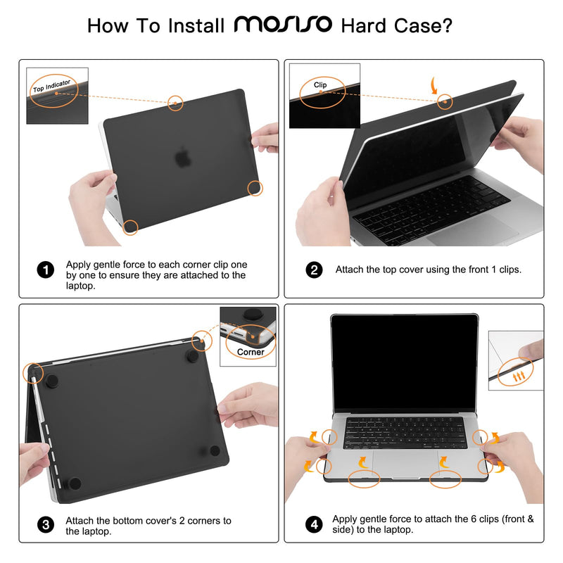 MOSISO Compatible with MacBook Pro 16 inch Case M5 M4 M3 M2 M1 2026-2021 | A3429 A3428 A3403 A3186 A2991 A2780 A2485, Enhanced Shock-Absorbing Perimeter Matte Protective Hard Case Cover, Space Black