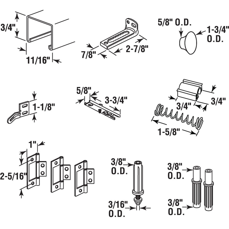 Prime-Line 164686 Bi-Fold Closet Door Track Kit, Fits 36 In. Openings, Roll-Formed Steel Track, Painted White Finish (2 Panel Kit)