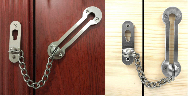 Extra-Thick Door Chain Lock- Sus304 Stainless Steel Casting Door Security Chain Guard, Heavy Duty Latch Lock for Inside Door, Brushed Nickel Finish (Deluxe Extra-Thick:3 mm) (EK-07) EK-07