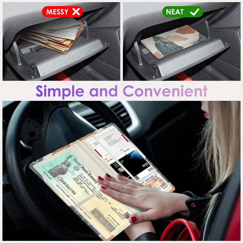 Car Registration and Insurance Holder，Colour Patterns Men Women Car License Document Registration and Insurance Card Holder Bohemian leaves
