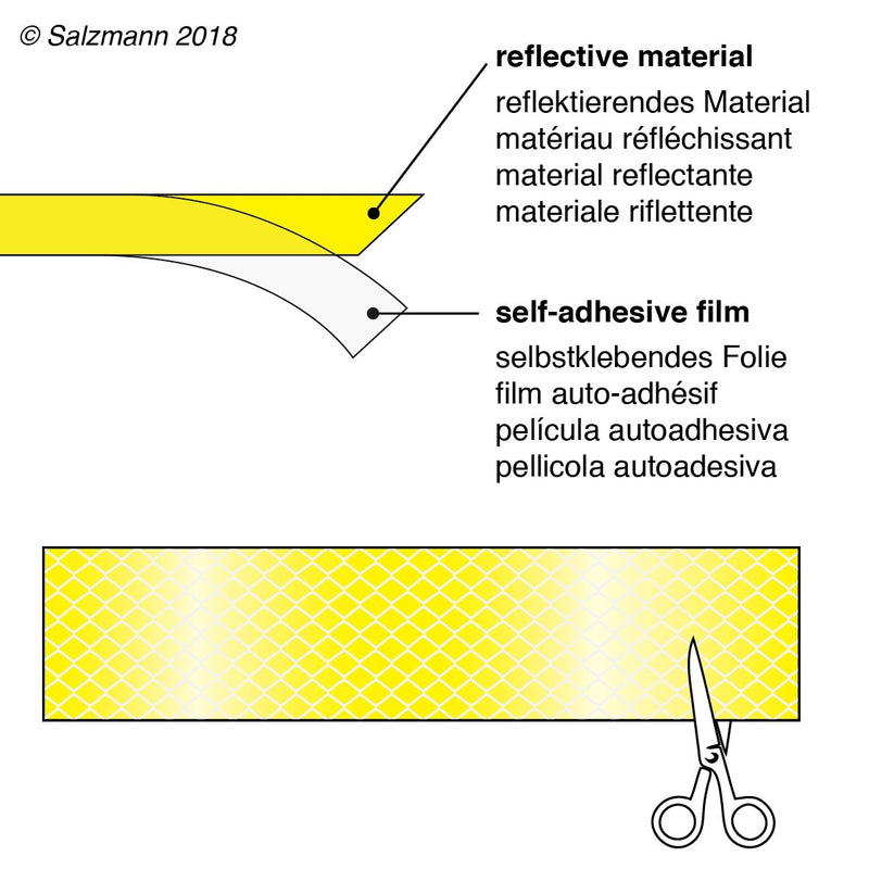Salzmann Reflective Diamond Grade Sticker | Waterproof, All-Weather Reflective Stickers | Made with 3M Diamond Grade | Ideal for Cars, mailboxes, Garage Doors, etc. | Pack of 4 Yellow