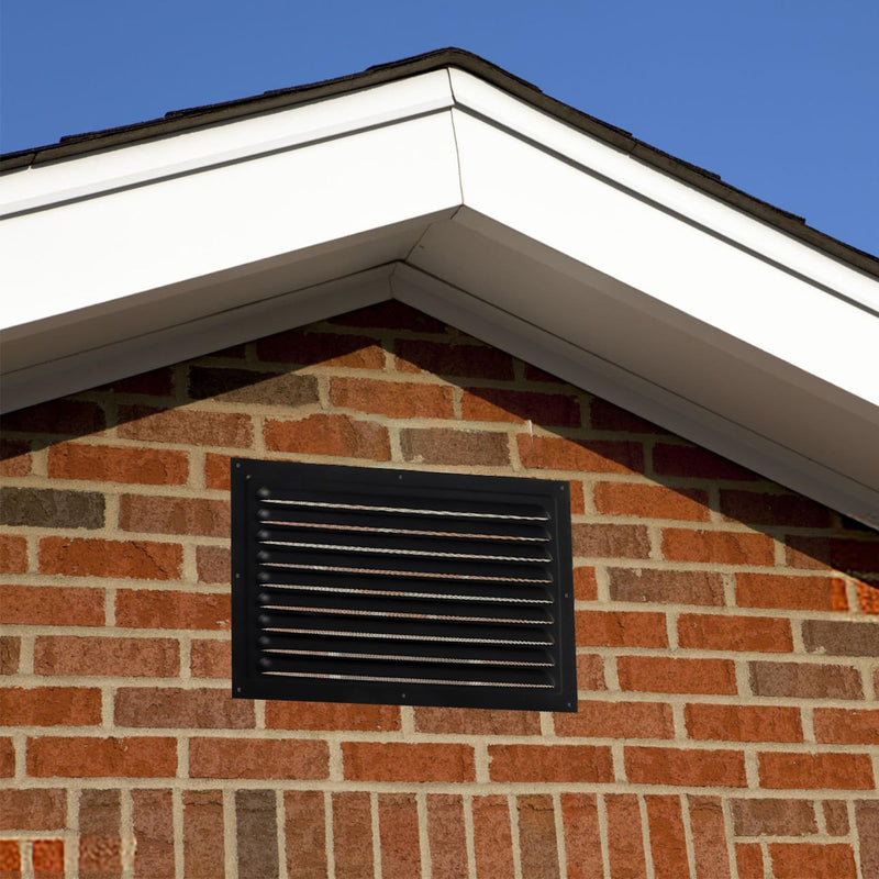 2 Pcs Attic Vent 8" X 12" Metal Shed Vents Louver Vent Grille Gable Vents with Screen Mesh for Indoor Outdoor Garage Attic Ceiling, Boost Ventilation and Guard Against Moisture (Black) Black