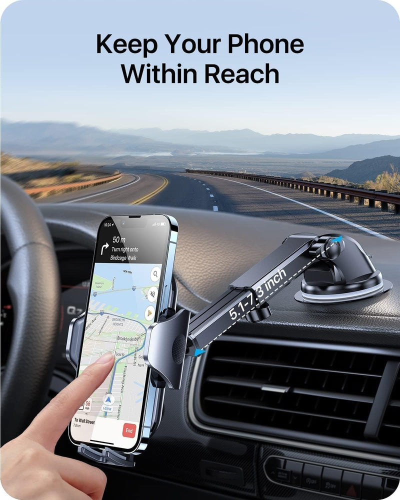 andobil Military-Grade Phone Holders for Your Car 【89+ LBS Strongest Suction & Metal Clip】 2026 Ultimate Car Phone Holder, Dashboard Windshield Vent Cell Phone Car Mount for iPhone Sumsung Android Black
