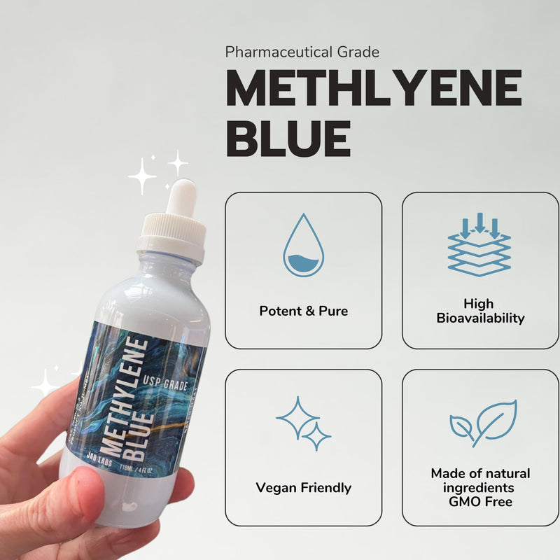JAB Labs Methylene Blue Pharmacuetical Grade, USP 4 oz Bottle 4 Fl Oz