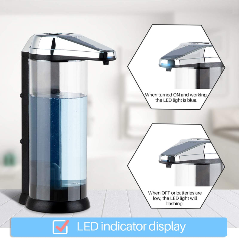 Secura 17oz Automatic Liquid Soap Dispenser, Touchless Battery Operated Hand Soap Dispenser with Adjustable Soap Dispensing Volume Control Dial, Personal Care Dispenser (Chrome) 500ml Chrome