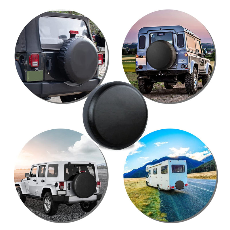 15 Inch Spare Tire Cover,PVC Leather Waterproof Dust-Proof Universal Spare Wheel Tire Cover Fit for Jeep,Trailer, RV, SUV and Many Vehicle,Wheel Diameter 28" - 29",Black Black 15 inch for Tire Φ 28"-29"