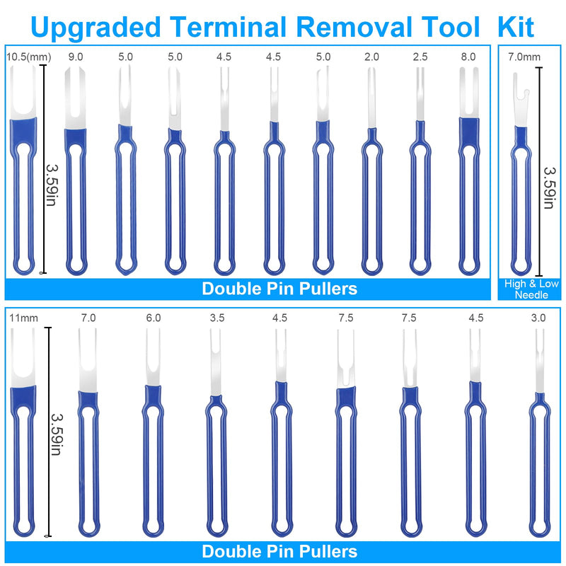 41Pcs Terminal Removal Tool Kit, Upgraded Blue Pin Removal Tool Kit, Electrical Connector Pin Removal Tool Kit, Pin Extractor Tool Set, Wire Terminal Release Tool for Automotive Car Household Devices