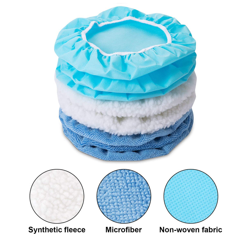 20 Pieces Car Orbital Buffer Polisher Pad Bonnet Microfiber Max Bonnet Polishing Buffing Pad Cover(5-6 Inches) 5-6 Inches Blue