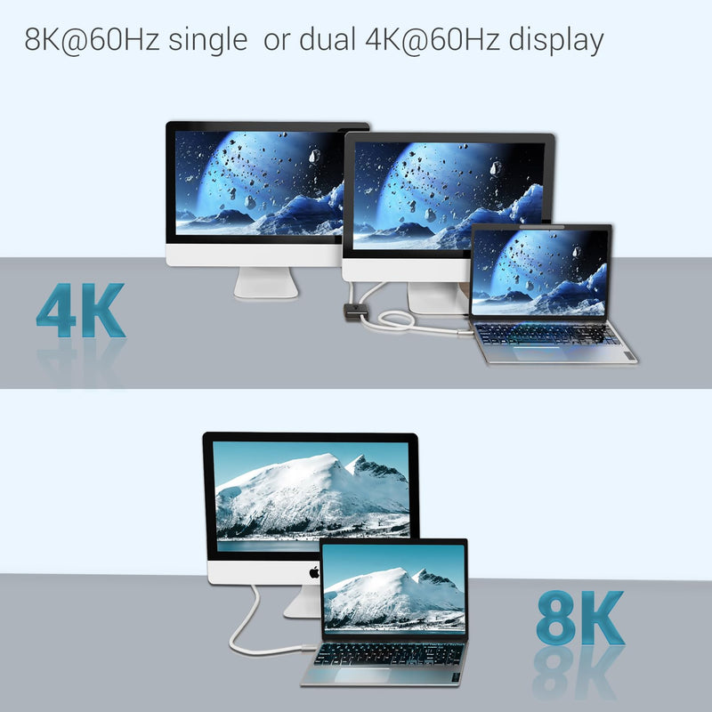 240W USB C Cable 6.6FT 2 Packs, USB4 Cable with 40Gbps High Speed Data Transfer, Single 8K/Dual 4k Display Compatible for Thunderbolt 4/3 Monitor/Hub/Docking Stations, iPhone 16/16 Pro 6ft, 6ft 240W / 40Gbps / 8k