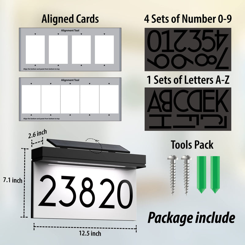 House Numbers Address Plaques For Houses Solar Powered Adjustable Solar Panel, 3 Lighting Colors Lighted House Numbers Address Sign, Address Sign For Outside Waterproof