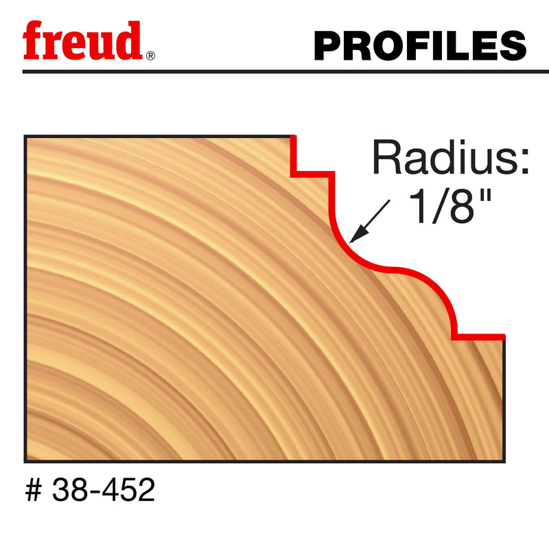Freud 38-452: 1-1/4" (Dia.) Double Fillet Ogee Bit with 1/4" Shank, One Size, Perma-shield Coating Red