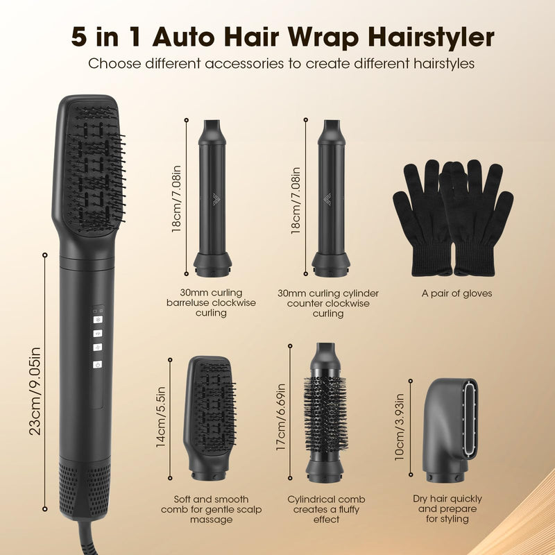 5 in 1 Hair Styler, Air Stylers for Women, Magic Hot Air Styler Dryer Brush for Hair Styling, [110,000 RPM] High-Speed Ionic Hairdryer for Volumizing, Curling, Straightening, 3 Speeds & Temp