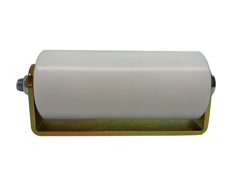 Slide Gate Guide Roller 6” Rear Post Welded Assembly Heavy Duty Anti Tipping Sealed Ball Bearing Sliding Rolling Gates Guider White UHMW Hard Nylon with C Bracket - Eagle EG098