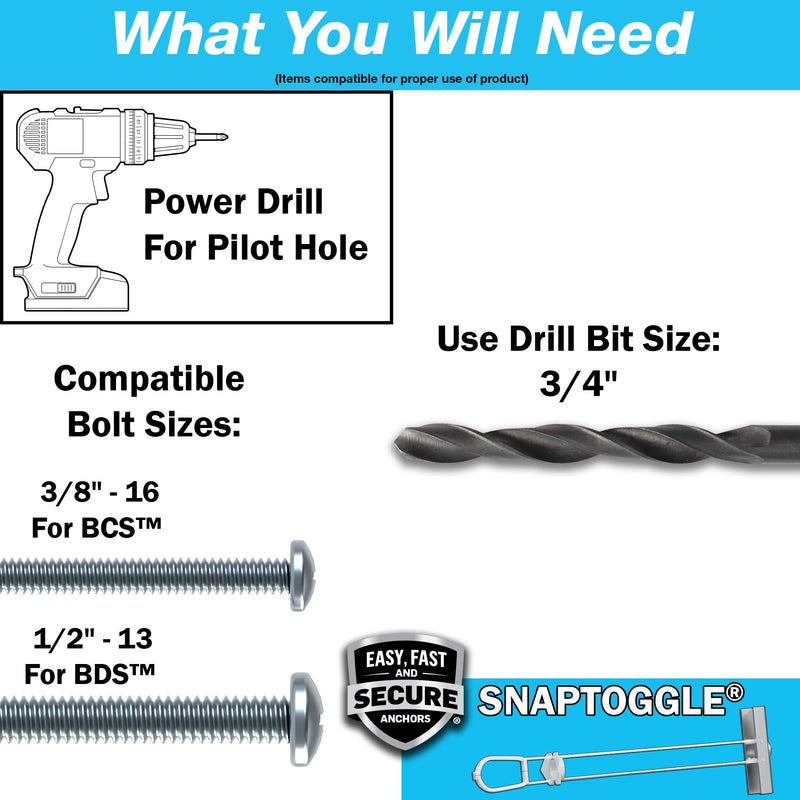 TOGGLER SNAPTOGGLE BC Toggle Anchor, Zinc-Plated Steel Channel, Made in US, 3/8" to 2-1/2" Grip Range, For 3/8"-16 UNC Fastener Size (Pack of 25)