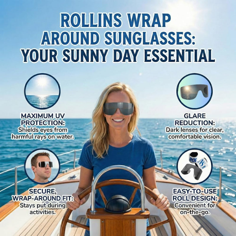 Rollens Post Mydriatic Roll Up Disposable Wrap-Around Sunglasses w/ 100% UV Protection (50 Count) - Made in The USA
