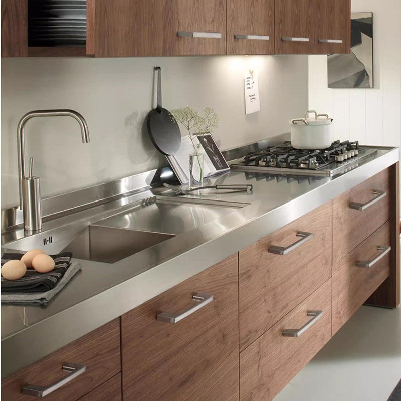 Cabinet Pulls Brushed Nickel Cabinet Handles Square Drawer Pulls, 10 Pack 7-1/2 Inch Stainless Steel Kitchen Door Cupboard Cabinet Handles, Drawer Hardware Handles, 192mm Hole Centers 7-1/2 inch Hole Centers(192mm)