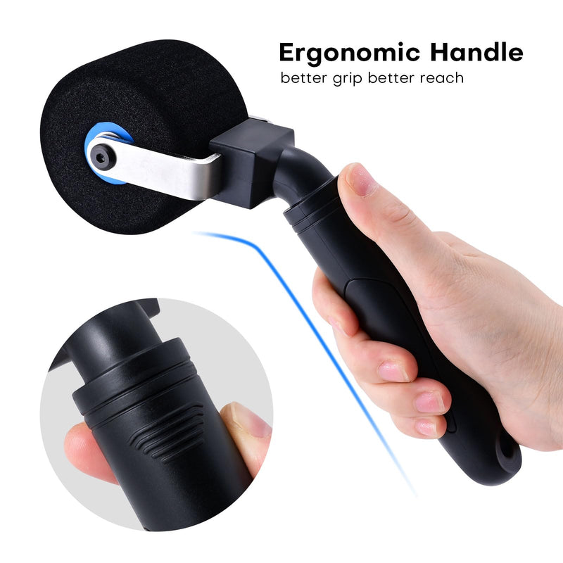 NEWISHTOOL Vinyl Wrap Tools 2-Inch Sponge Seam Roller for Uneven Textured Areas, Car Wrapping Rivet Roller Tool Felt Squeegee for Decal Film Application Wallpaper Smoothing
