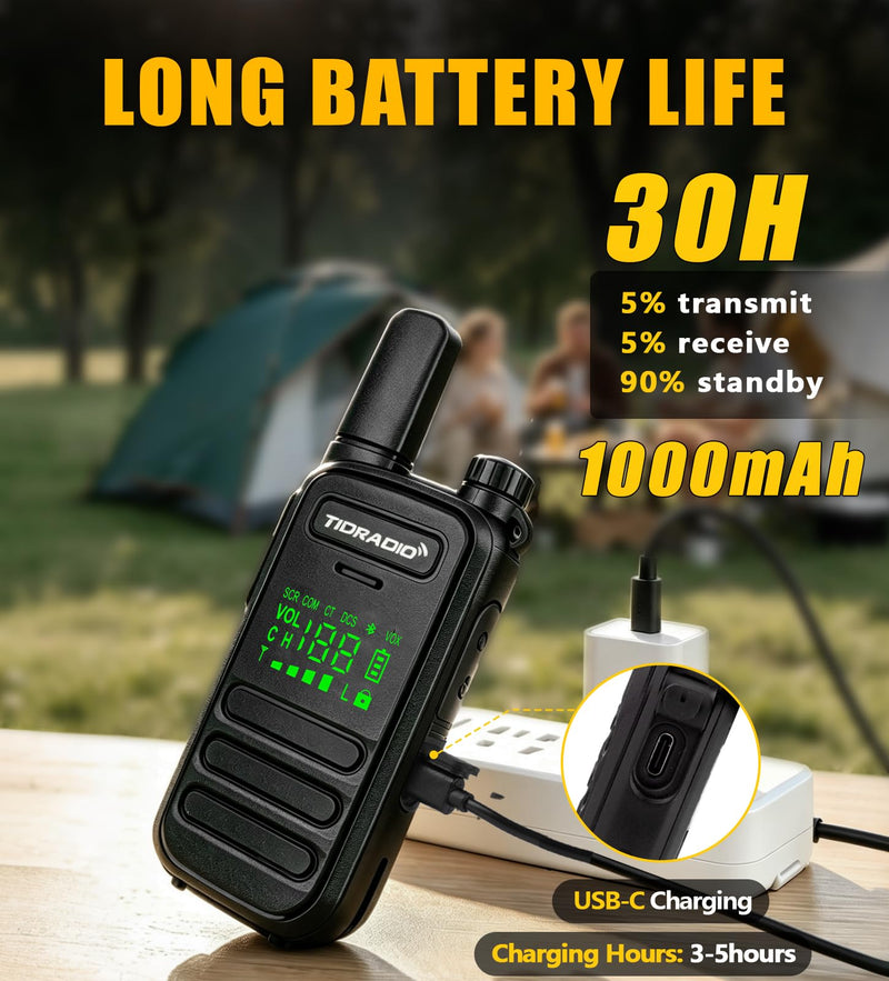 TIDRADIO M11 Plus FRS Walkie Talkies Long Range,Bluetooth Programming & AI Noise Canceling,NOAA,VOX,License-Free Handheld Two-Way Radios with USB-C Charging,for Business Hotel Construction Outdoor
