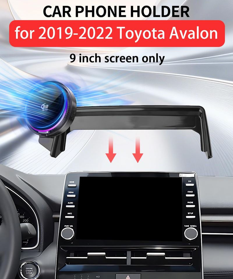 25W Car Mount Charger for Toyota Avalon 2019-2022 9-Inch Screen | 2019-2022 Toyota Avalon Qi2.2 25W MagSafe Fast Charging Cell Phone Holder Accessories,with Cooling Fan＆54W Fast Adapter
