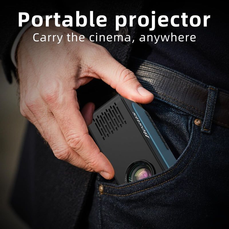 Mini Projector, HD 1080P WiFi Video Projector, Portable Outdoor Projector with Tripod, Gift for Kids, Home Theater Movie Phone Projector Compatible with USB, AV, Smartphone/Tablet/Laptop (cyan) cyan