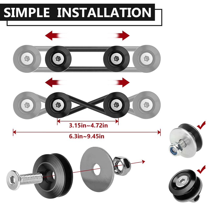 Universal Bumper Clips, Front Rear Bumper Quick Release Kit, Bumper Holders for Cars (4 Black Bumper Quick Release Tabs and 12 Customized O-Rings) black 2set