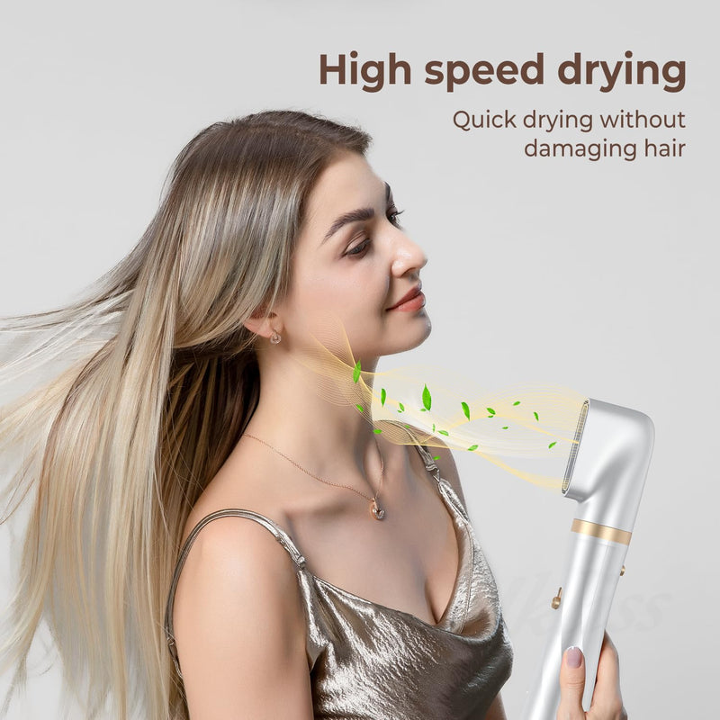 Hair Dryer Brush, 5 in 1 Blow Dryer Brush Set, High Speed Hot Air Styler, Auto Wrap Curlers for Frizz-Free Volume, Multifunctional Hair Dryer for Curling, Straightening, Volumizing (Platinum)