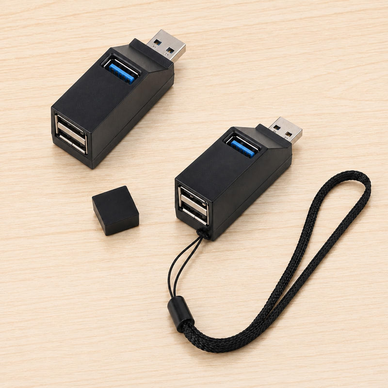 2 Pcs Small USB Hub Mini USB Hub 3 Ports with 1 USB-3.0, 2 US-2.0 | Male to Female Expansion Adapter Splitter 1 in 3 Out for Keyboard, Mobile Hard Disk, U Disk, Camera, Mouse etc Accessories
