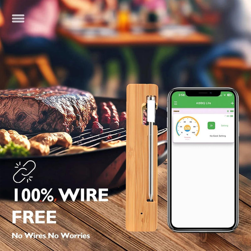 Smart Meat Thermometer 656FT Remote Range Digital Cooking Food Thermometer with Cordless Probe Real-Time Readings from Apps IP68 Waterproof for BBQ, Oven, Grill, Smoker, Air Fryer, Kitchen Small