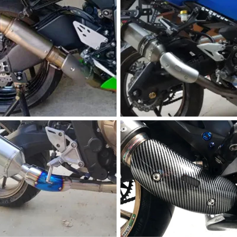 Exhaust Heat Shield Muffler Pipe Heat Cover Protector Guard Imitation Carbon Fiber Stainless Steel (A) A