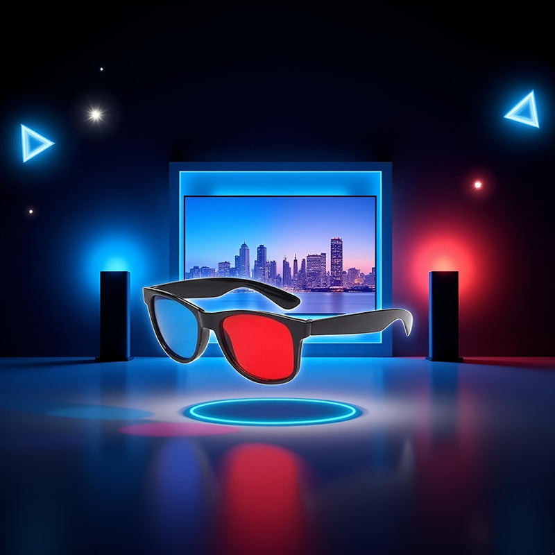 1Pc 3D Glasses,3D Viewing Glasses,Universal TV Movie Dimensional Video Frame 3D,DVD Game 3D Style,Televisions Accessories, Weightlight Simple Design (Red and Blue)