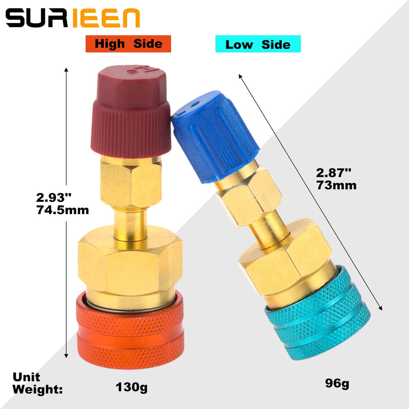 R1234YF Quick Couplers Kit, R1234YF to R134A Conversion Kit, High/Low Side Quick Coupler Adapter, 1234YF Quick Couplers Adapters & AC Hose Connectors for Car AC Refrigerant Charging-2PCS