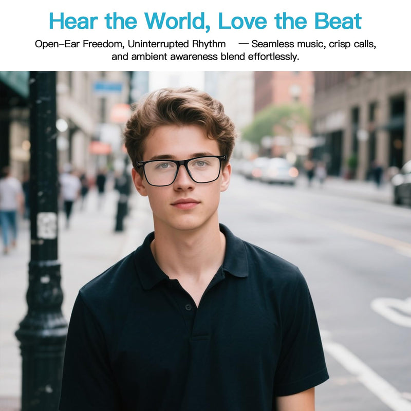 Smart Glasses for Men Women, Bluetooth Audio Glasses with Open Ear Design, Wireless Headphones, Hands-Free Calling, Voice Assistant Support, IP67 Waterproof, 6H Playtime for Working Relaxing M01 Smart Glasses-Clear