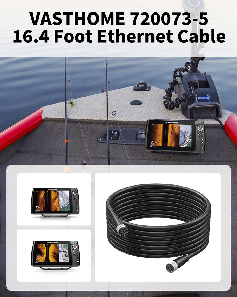VASTHOME for Humminbird 720073-5 AS EC 15E - 16.4FT Ethernet Cable, Fit with Helix 15, 12, 10, 9, 8, 7, APEX 19, 16, 13, Xplore 12, 10, 9, Solix (15, 12, 10) G3, Onix, Ion, and 11, 9, 8, 7xxci Models