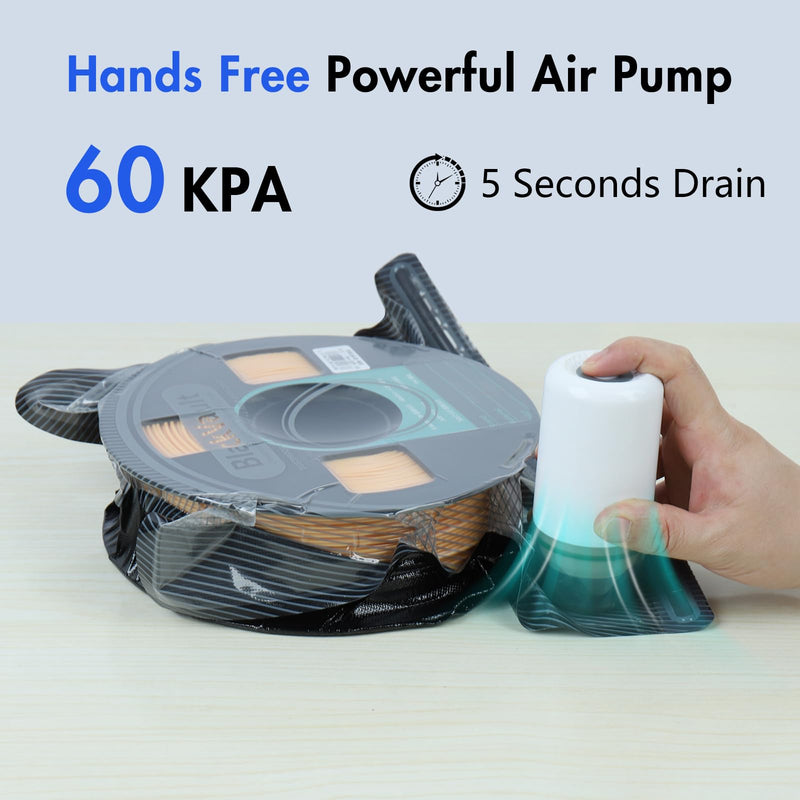 Hifree 25 Pcs 3D Filament Vacuum Storage Bags Kit with 5 Sealing Clip and 1Pump PA/DP/PC/PLA/ABS/TPU/ASA/PETG Lightproof Dustproof Humidity Resistant Reusable Vacuum Storage Seal Bag(12.6" X 13.4") 25PCS Storage Bags+Pump