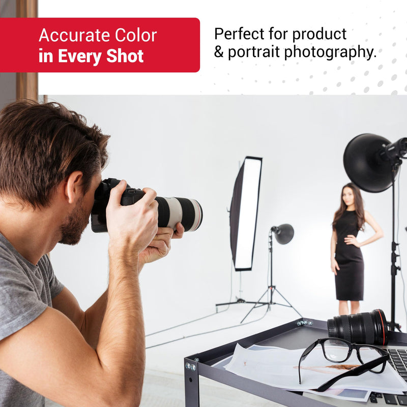 Datacolor SpyderCheckr White Balance Card for Photography & Video | Spectrally neutral white target plus 6-step grayscale strip for custom in-camera white balance