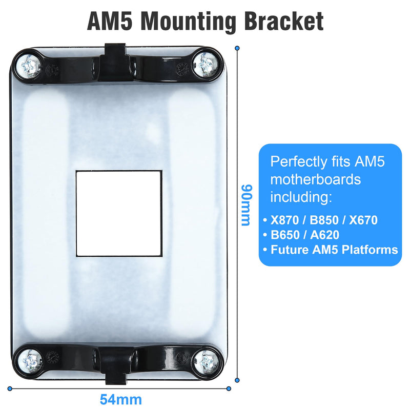 AM4 AM5 Backplate Mounting Bracket, Universal Heatsink Bracket AM5 AM4 CPU Cooler Mount kit with Metal Backplane, Standoffs and Screws for AMD Socket Motherboard (Black) Black