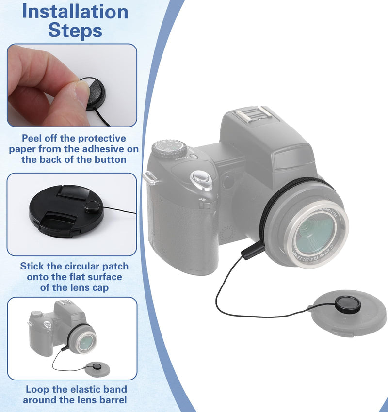 5 Pack Lens Cap Keeper, Secure Fit Lens Cap Leash with Elastic String | for Various Cameras