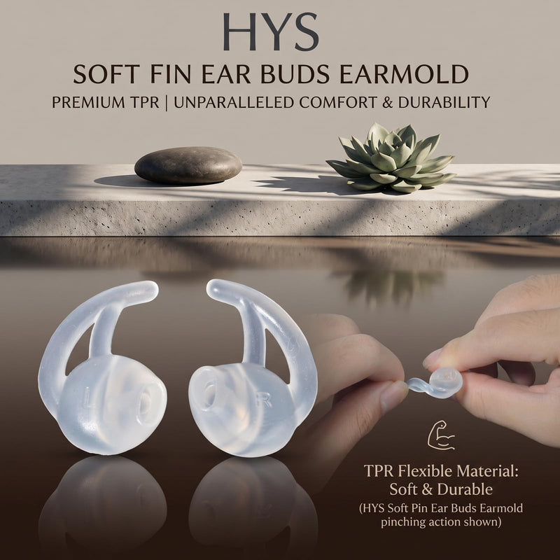HYS Soft Fin Ear Mold for Acoustic Tube Surveillance Two Way Radio Earpiece | Comfortable&Durable Fits most acoustic coil tube audio kits replacing mushroom style earbuds for surveillance police earpiece Transparency 1 pair