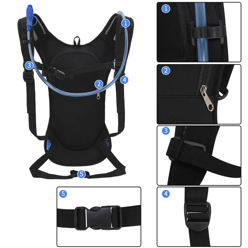 Roptat Hydration Backpack Pack with 2L Hydration Bladder - Lightweight Water Backpack Water Pouch for Women Men Running Riding Biking Music Festival Sliver-Laser