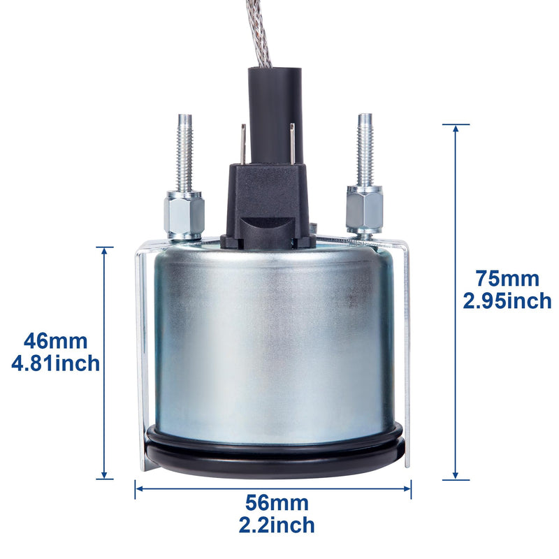 2" 52mm 12V Pointer Mechanical Water Temperature Temp Gauge （40-130℃,110-265℉ with 1.8m Wire Length,Yellow Light Car Meter with Sensor NPT 1/2
