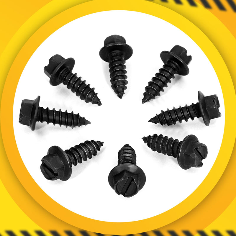 Upgraded License Plate Screws with Nylon Retainers, License Plate Screw Kit for Front & Rear Plates, #14 x 3/4" Slotted Hex Head Bolts with Rustproof Finish for Domestic Vehicles【8 Pack】