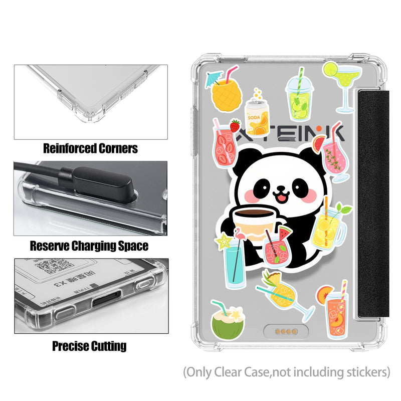 Case for Xteink X3 E-Reader,Clear Soft TPU Back Cover, Rock Black | Thin & Lightweight,Scratch Proof & Shockproof,Magnetic Closure,PU Leather Protective Cover for 3.7" Xteink X3