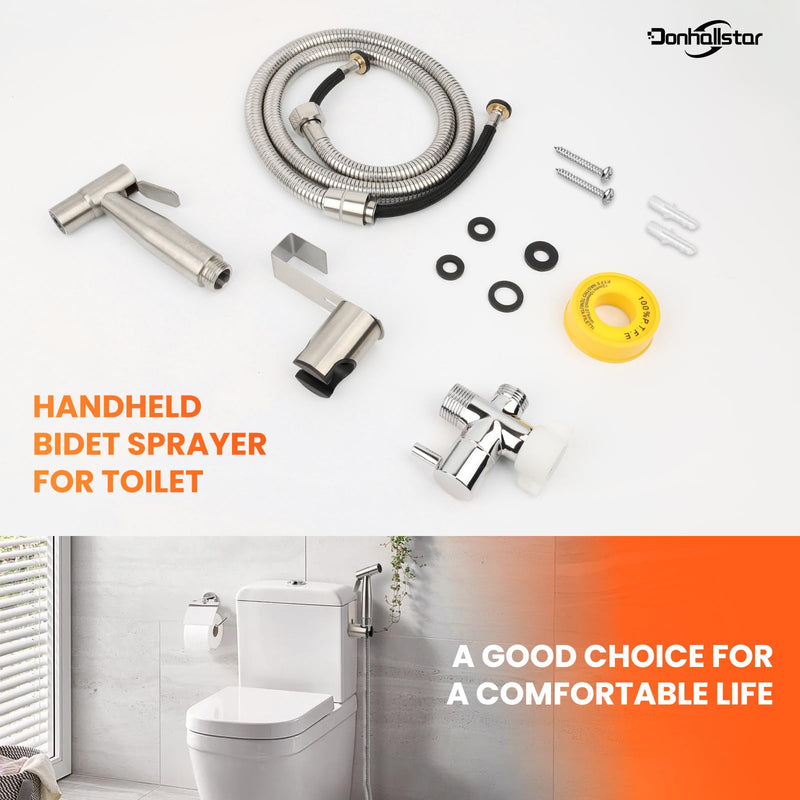 Handheld Muslim Bidet Sprayer for Toilet,Adjustable Premium Stainless Steel Muslim Shower Toilet Sprayer Set for Toilet Bathroom Wall or Toilet Mount for Feminine Wash